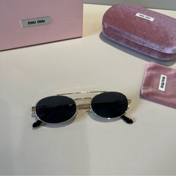 Miu Miu Gold and Black Sunglasses main image 3